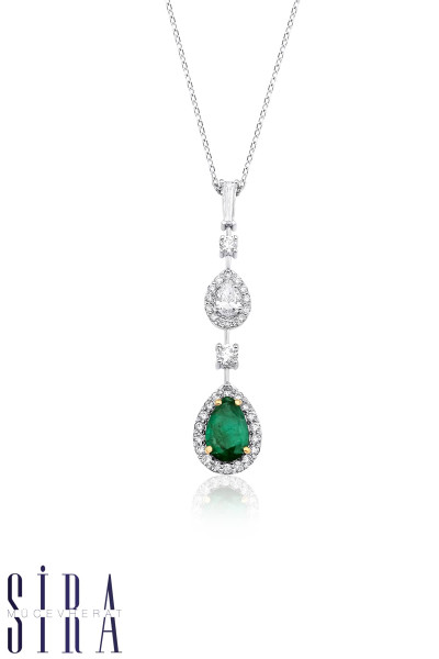 Zümrüt Kolye - Beyaz Altın