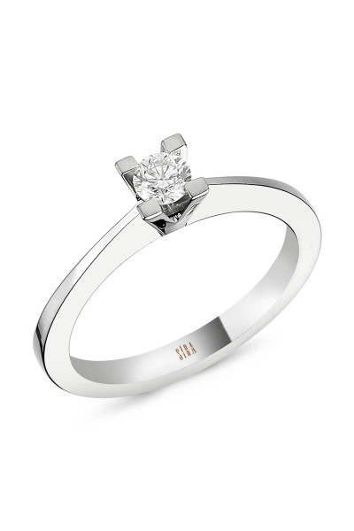 Tek Taş Yüzük - Beyaz Altın