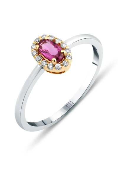 Pink Safir Yüzük - Beyaz ve Rose Altın