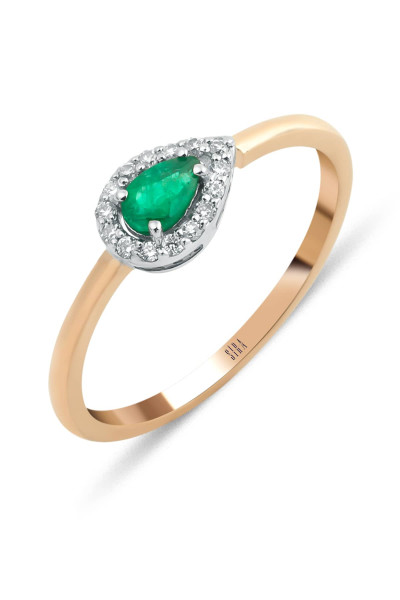 Zümrüt Yüzük - Beyaz ve Rose Altın