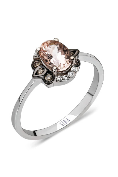 Brown Pırlanta Yüzük - Beyaz Altın